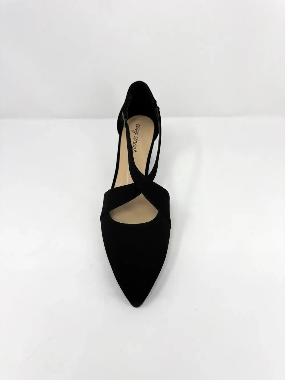 Easy Street Elegance Black Dress Heels Pumps Women’s 10 WW Strap Shoes